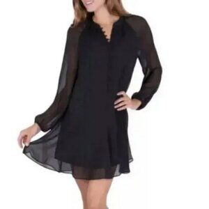 Joie Sheer Mini Dress Vamp Romantic Goth Black Balloon Sleeve Witchy Fairy